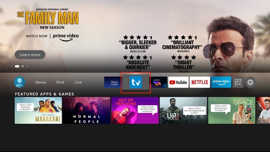 affichage tivimate iptv player sur menu principal firestick
