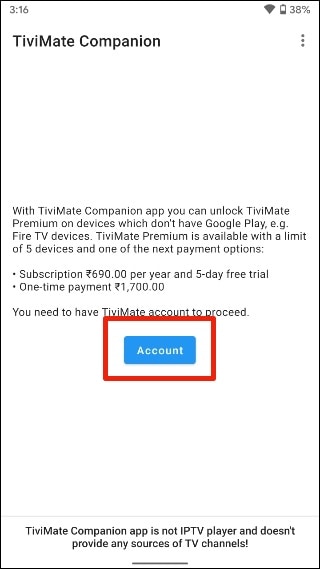 creation compte tivimate companion